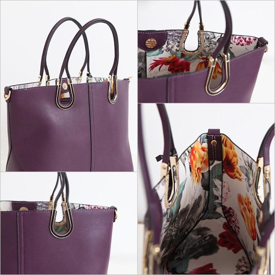 トートバッグ PUレザー ポーチ付き ピンク S.PINK 飾り金具付(蹄鉄