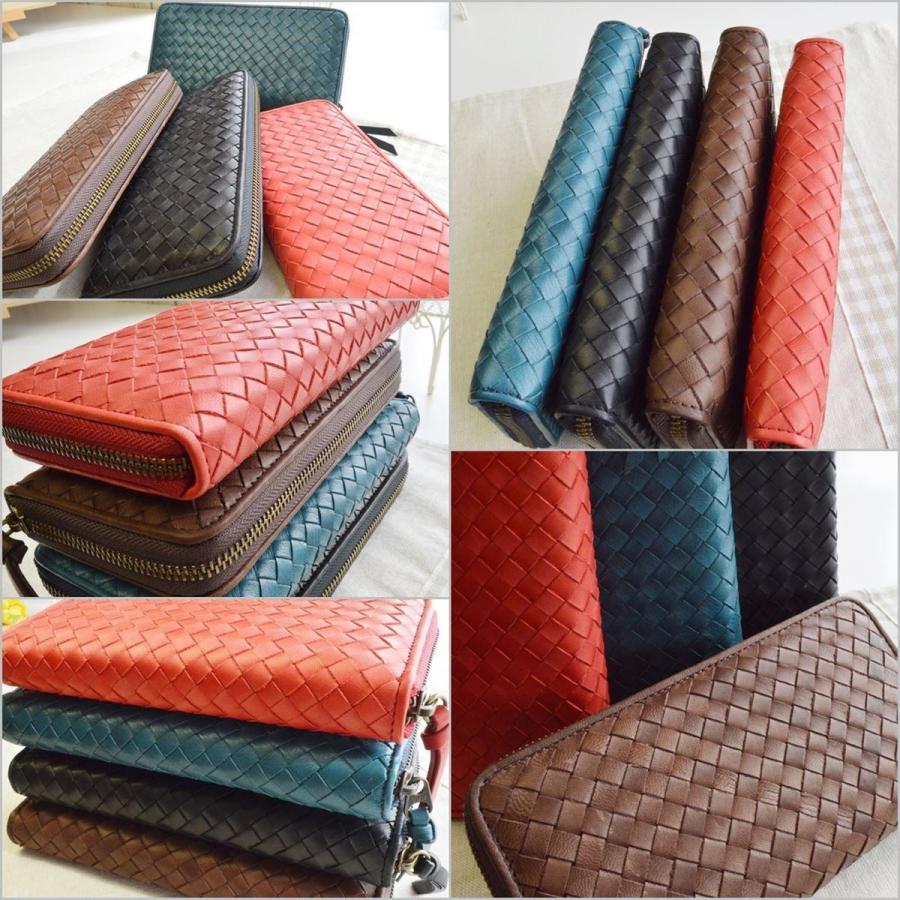 ポニーメッシュ 長財布 ラウンドファスナ WINE(ワインレッド 赤