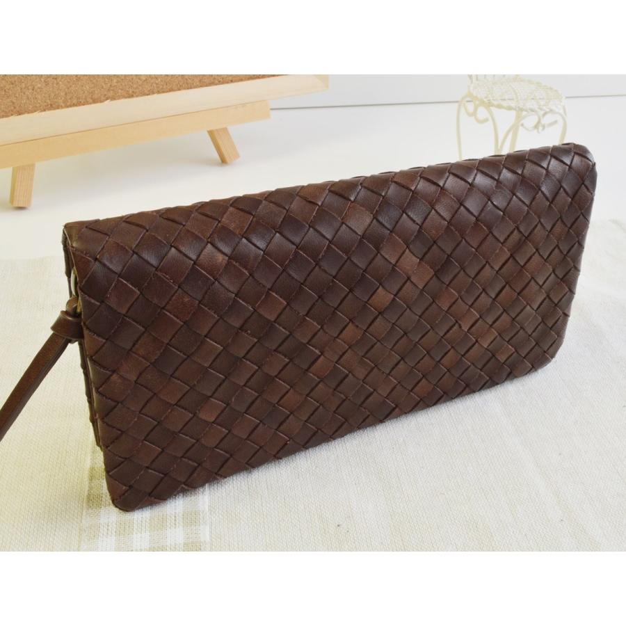 長財布 本革ポニーメッシュ ラウンドファスナ ブラウン ウォレット