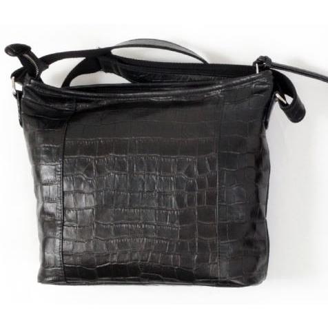 良質牛革 ショルダーバッグ クロコ型押し 本革 日本製 ブラック No.2587 レディースバッグ （鞄 かばん バッグ） 女性かばん