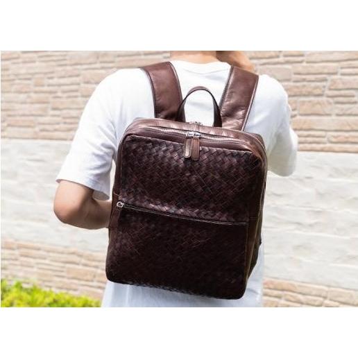 ポニーメッシュメンズリュック リュックサック 33-5004 チョコ 高級革