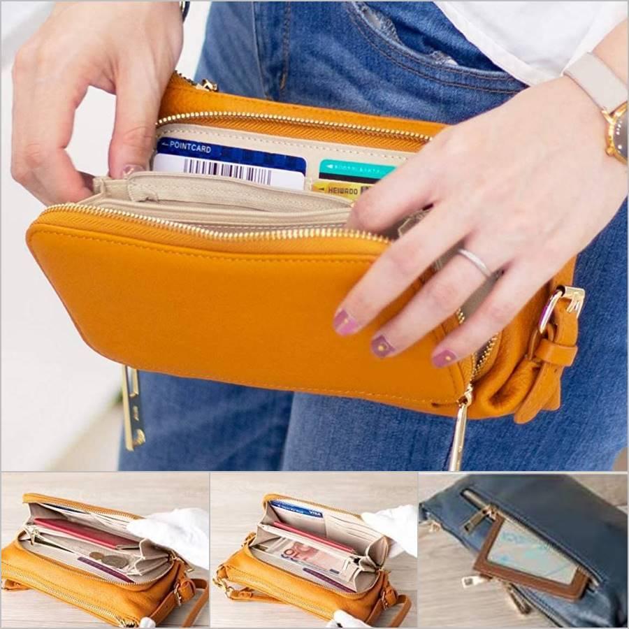 【美品】ADMJ 牛革シュリンクレザー ウォレットポーチ ショルダーバッグ ☆ADMJ☆牛革シュリンクレザー☆ウォレットポーチ☆ショルダー