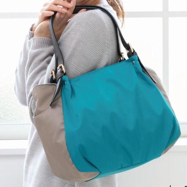 トートバッグ ショルダーバッグ 2wayバッグ 撥水加工ナイロン ブルー