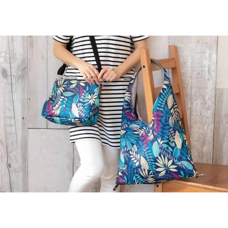 木の葉柄かばん トートバッグ ショルダーバッグ 三角バッグ 2wayバッグ No 3 ブルー ポーチ付 リーフプリント バッグインバッグ カジュアルバッグ 026 Akt8 通販 Yahoo ショッピング