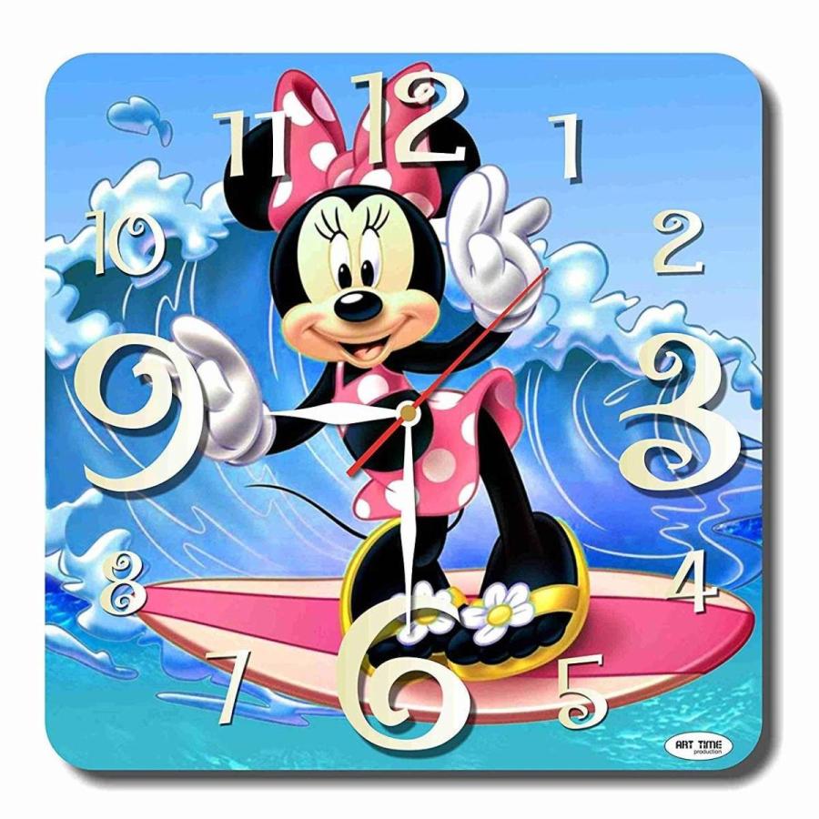 ディズニーワールド掛時計 ウオールクロック 壁掛け 時計 置き時計 かわいい時計 クォーツ ミニー サーフィン Disney World