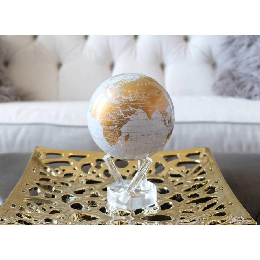 地球儀 光で回る地球儀 ムーバグローブ ホワイト・ゴールド MOVA Globe 4.5" White and Gold ミニ地球儀 アンティーク 癒される地球儀｜akt8｜03