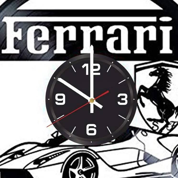 フェラーリ掛時計 掛時計 ウオールクロック 壁掛け時計 名車時計 Ferrari Round Wall Clock おしゃれ時計 エンブレム時計 ロゴマーク時計 レコード盤｜akt8｜02