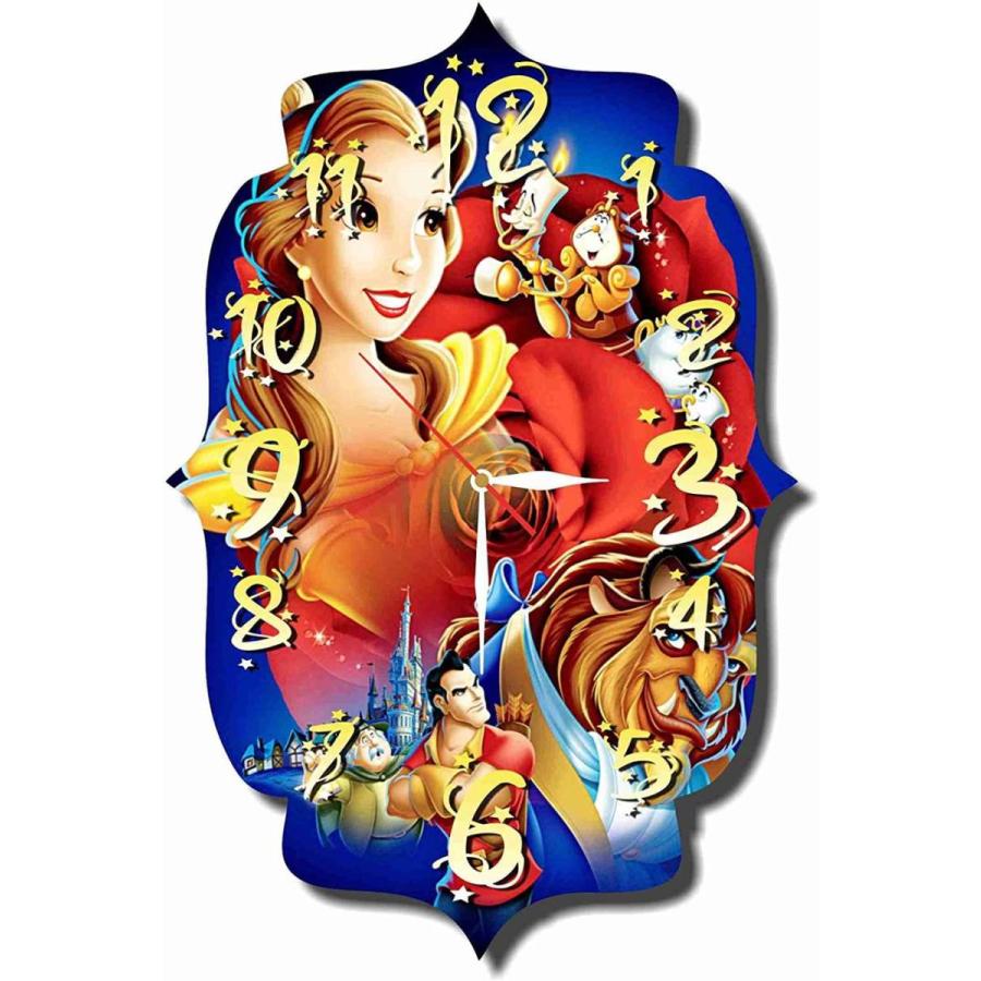 ディズニーワールド掛時計 美女と野獣 ウオールクロック 壁掛け 時計 かわいい時計 クォーツ Disney World Beauty and