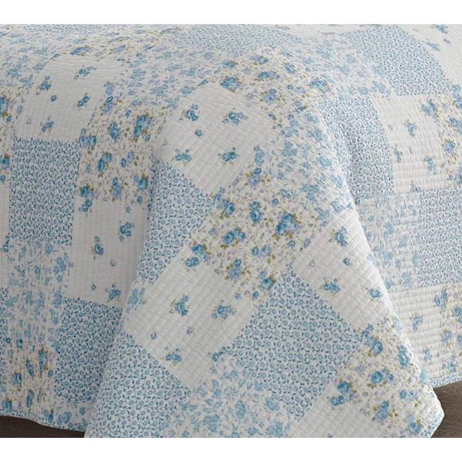 ベッドカバー ピロカバー 3点セット ローラアシュレイ ケンナ コットンキルトセット 寝具 パステルブルー Laura Ashley Kenna Cotton Quilt Set｜akt8｜03