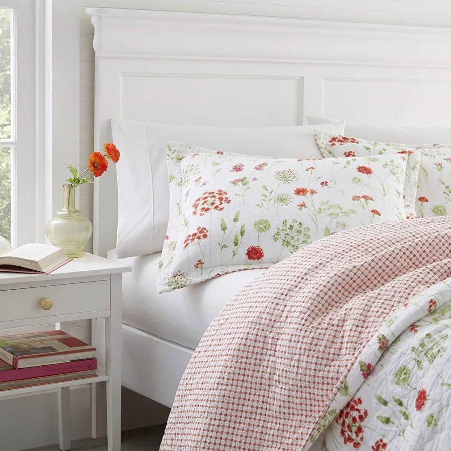 ベッドカバー ピロカバー 3点セット ローラアシュレイ リビー コットンキルトセット 寝具 ミディアムレッド Laura Ashley Libby Quilt Set Medium Red｜akt8｜02