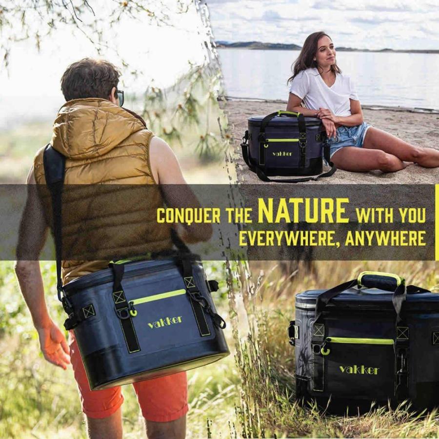 バッカ― ポータブルクーラーバッグ 保温保冷ボックス ランチボックス ビーチバッグ ネイビーブルー VAKKER 30 Can Insulated Cooler Bag Navy Blueの画像