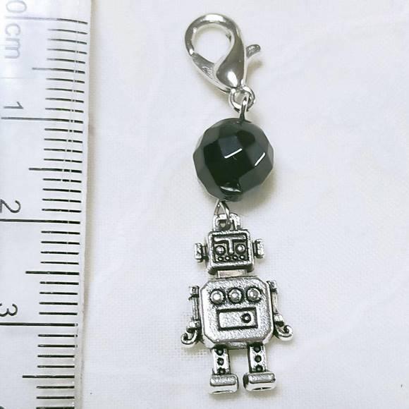 ロボットチャーム オニキス 8mm カニカン付き 天然石 パワーストーン