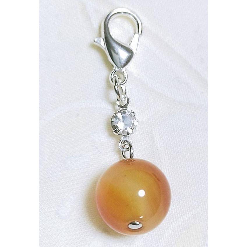 カーネリアン 10mm ガラスストーン カニカン付き カニカン付き 天然石 パワーストーン バッグチャーム キーホルダー スマホアクセサリー マスク お守り | 