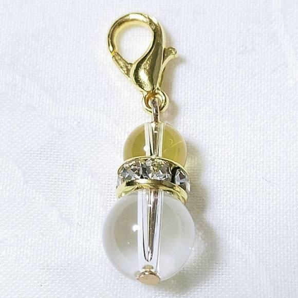 水晶8mm シトリン6mm 天然石 パワーストーン バッグチャーム