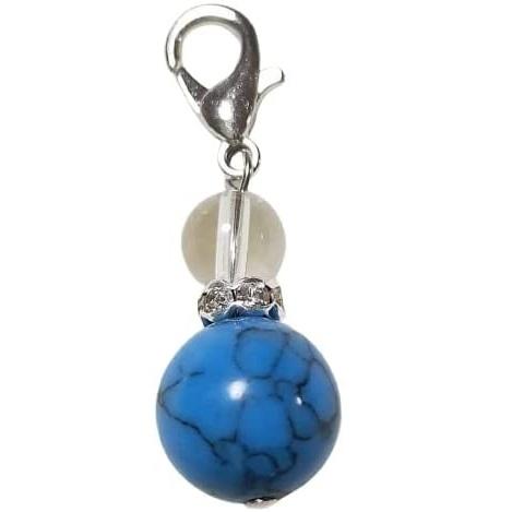 トルコ石 ターコイズ 10mm 水晶 カニカン付 天然石 チャーム