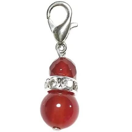 赤めのう瑪瑙 8mm 赤メノウカット 6mm カニカン付 天然石 チャーム