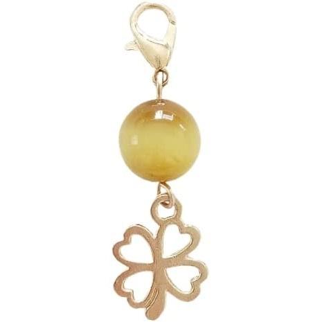 ゴールドタイガーアイ 虎目石 四つ葉クローバーG カニカン付 天然石