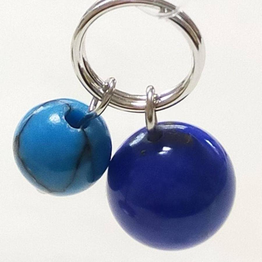 ラピスラズリ トルコ石練り ターコイズ 二重丸カン付 天然石 チャーム