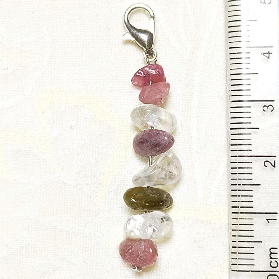 ピンクトルマリン MIXトルマリン 水晶 さざれ石 カニカン付 天然石