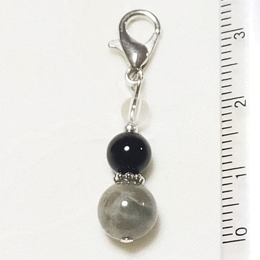 ラブラドライト ブラックオニキス 水晶 カニカン付 天然石 チャーム バッグチャーム キーホルダー スマホアクセサリー マスクピアス 厄除け 魔除け お守り |  | 02