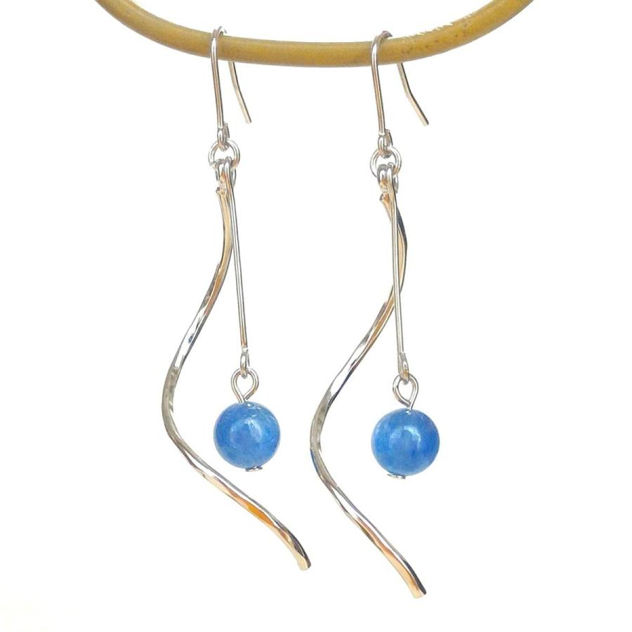 意志強化up ゆらゆらピアス カイヤナイト& ウェーヴバー天然石 パワーストーン 良質天然石 チタンフック/樹脂フック/キャッチタイプ変更可 | 