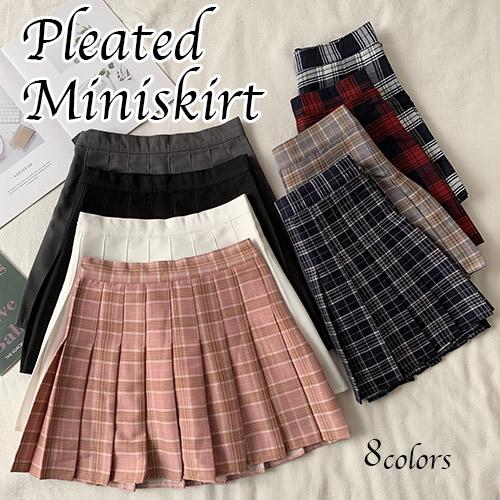 ミニスカート レディース プリーツスカート チェック 男ウケ 春夏 カジュアル きれいめ ネイビー ベージュ ピンク グレー ブルー ブラック slb121xyz Ak Trading 通販 Yahoo ショッピング