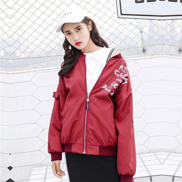 韓国 原宿系 ファッション レディース ロゴ 長袖 青文字系 アウター スタジャン 本物の ベースボール カラフル 奇抜