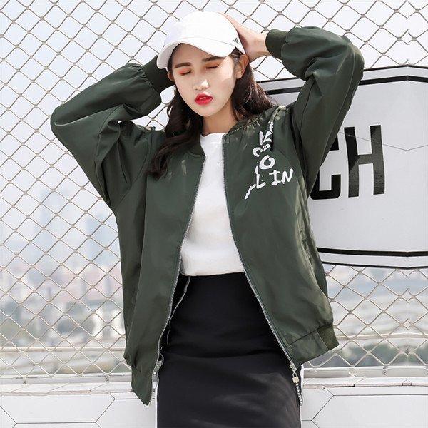 韓国 原宿系 ファッション レディース ロゴ 長袖 青文字系 アウター スタジャン 本物の ベースボール カラフル 奇抜