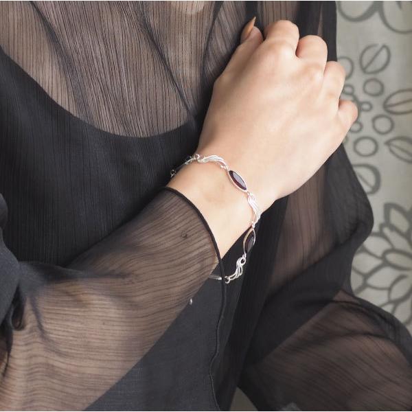 シルバー925 琥珀 ブレスレット 天然石 琥珀 シルバーブレスレット パワーストーン Silver925