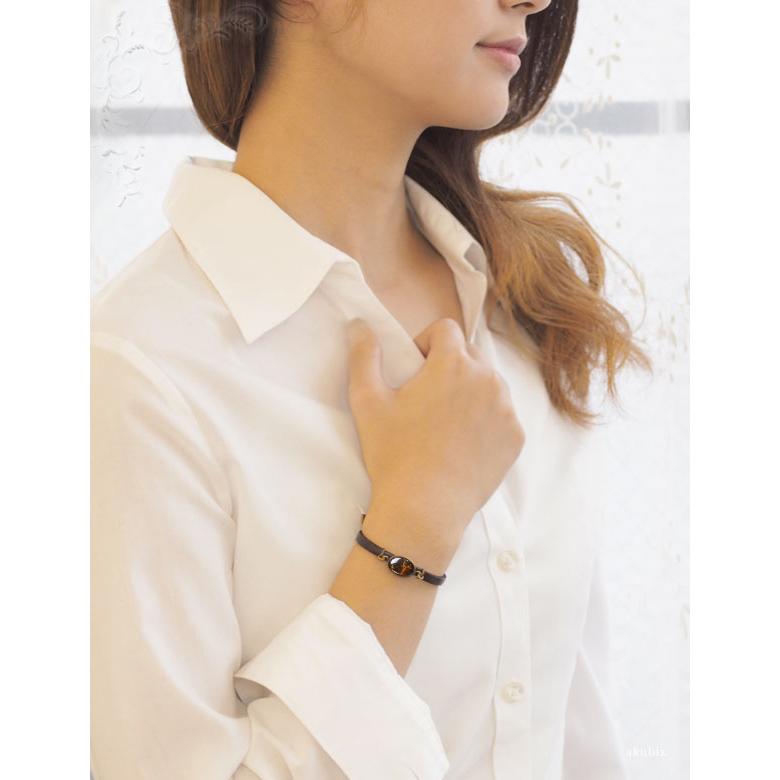 天然石 琥珀 レザーブレスレット アンティークデザイン ポーチ付