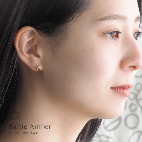 天然石 ピアス 琥珀 フクロウのゴールドピアス ジュエリー アンバー