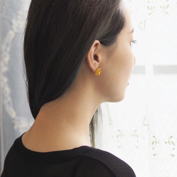 天然石 ピアス 琥珀 Sランク大粒こはく チタンピアス イヤリング