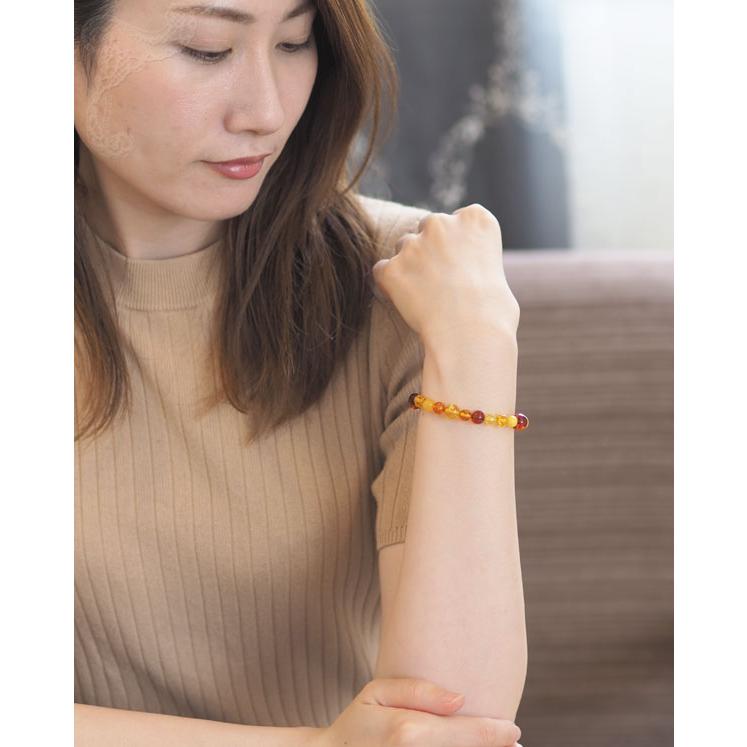 天然琥珀 サイズオーダー ブレスレット 送料無料 ポーチ付き amber