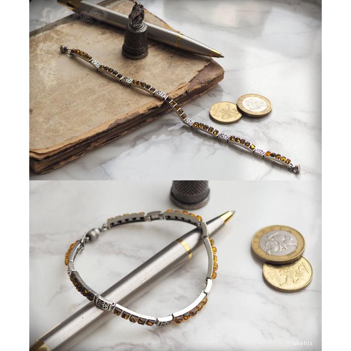 天然琥珀シルバーブレスレット 送料無料 ポーチ付 マグネット カニカン