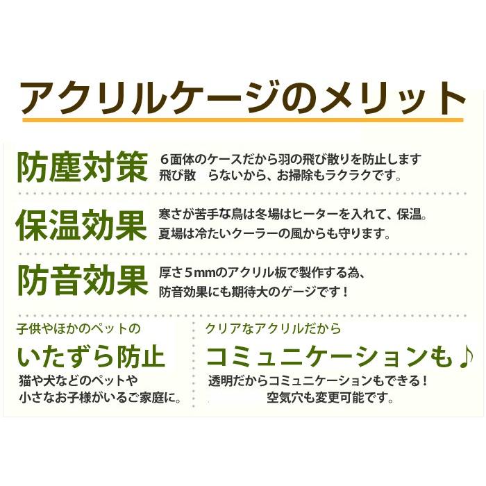 プレミアム】W610×H680×D560 アクリルバードケージ [ワイドタイプ