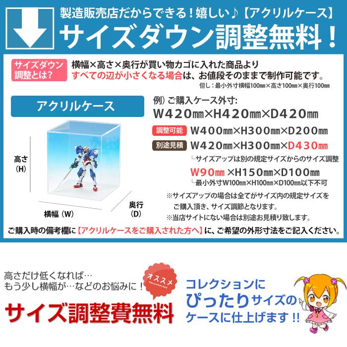アクリルケース ガラス色 W500mm H500mm D500mm【台座あり】背面黒色 コレクションケース フィギュアケース 大型 大サイズ 大 50センチ 50ｃｍ 模型 正方形