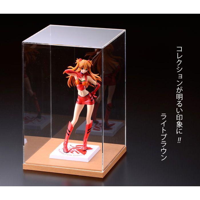 アクリルケース 透明 W200 H300 D200 【選べる木調台座】コレクションケース ディスプレイケース フィギュアケース 縦長 ねんどろいど 日本人形 人形ケース 展示_2