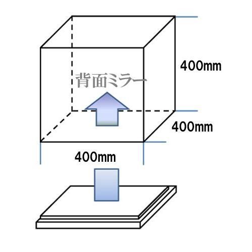 アクリルケース 透明 W400mm H400mm D400mm【台座あり】背面ミラー ディスプレイケース フィギュアケース 40ｃｍ 40センチ ヘルメット バイク 展示ケース_1