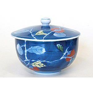 A1185-5/有田焼/呉福 作/染付蓋付飯茶碗揃10客/蓋物/和食器/懐石道具 有田焼 フタ付五客湯のみ 高級 茶器 和食器 湯のみ 五客湯のみ 濃柿五