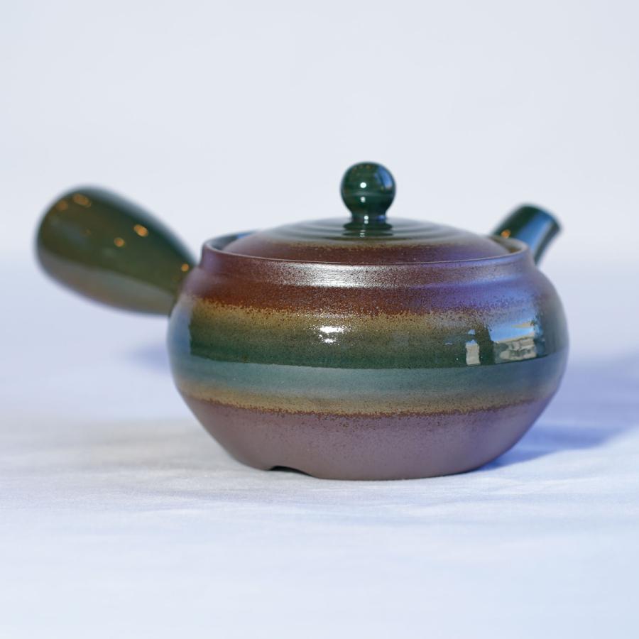 急須 シンプル おしゃれ キレイ 使いやすい 新回転急須 ステンレス製の固定式茶こしアミ付 平形万古織部 No 有限会社 阿久津茶舗 通販 Yahoo ショッピング