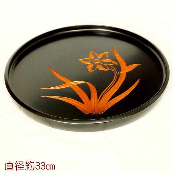 お盆 トレー 丸盆 黒 【一尺一寸】 日光彫 : 有限会社 阿久津