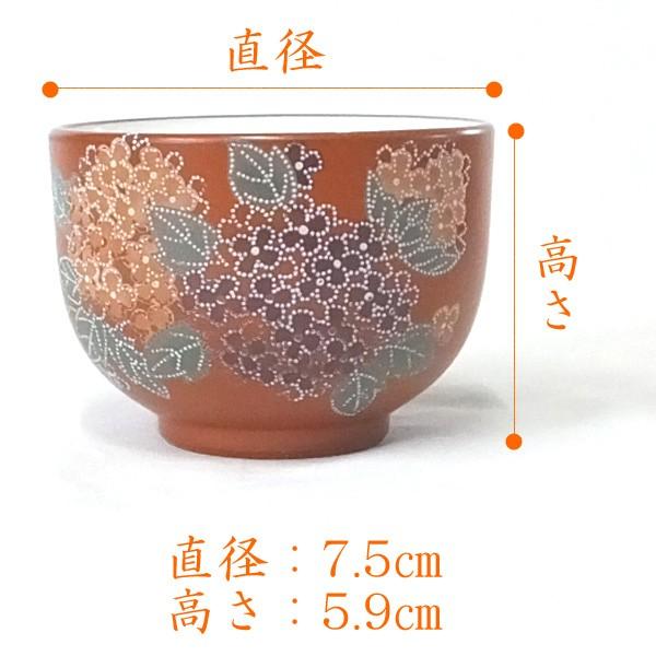 五客湯呑み 茶器 和食器 湯飲み あじさい セール品朱泥紫陽花五客湯のみ｜akutsu-chaho｜04