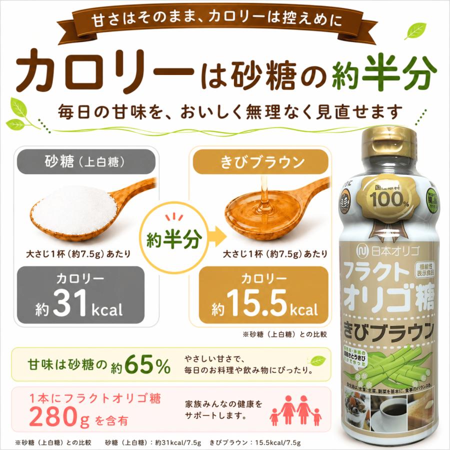 日本オリゴ フラクトオリゴ糖 きびブラウン 700g 3本 シロップ 液体 無