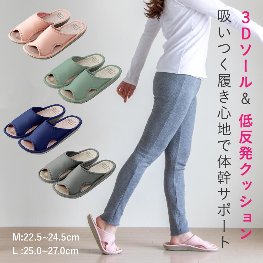 スリッパ 前あき 足裏アーチ 体幹 鍛える 履きやすい 低反発 3D インソール 疲れにくい 吸い付く体幹サポートスリッパ 母の日 爆買（Yahoo!・アルファックス online shop）