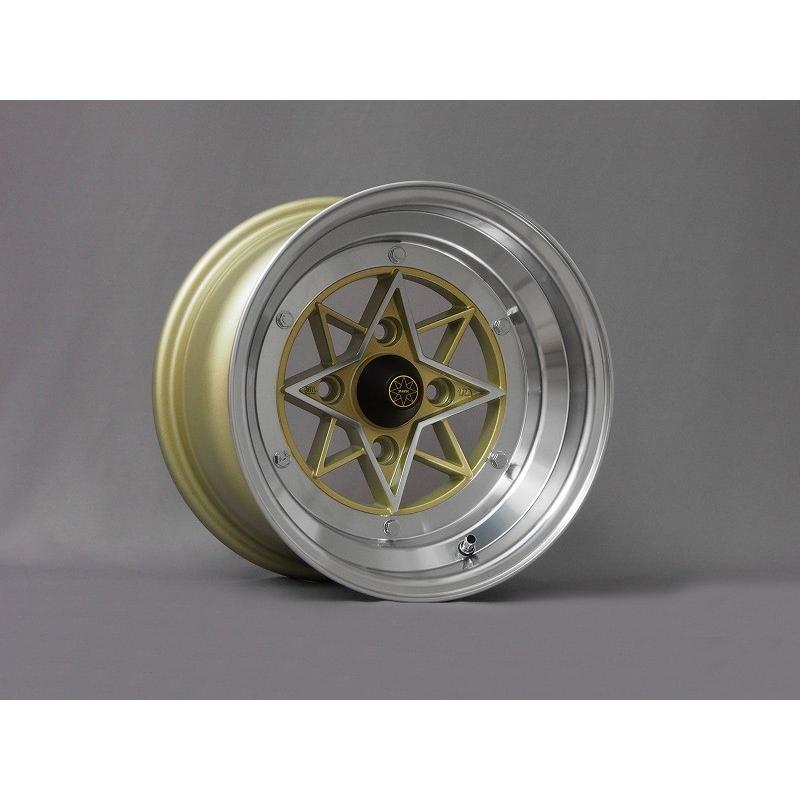 スターシャーク14インチ シルバーゴールド ホイール 2個セット スターシャーク アルミ ホイール 2本 14×6J 38 ゴールド