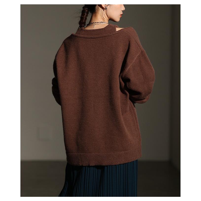 Rick Owens アシメスリーブモヘアニット ブラウン　フリーサイズ Sawa a la mode（サワアラモード） レディース トップス ニット 重ね着