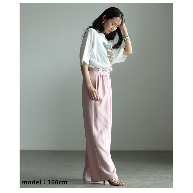 レディース トップス カットソー Tシャツ 接触冷感 UVカット マーブル プリント 半袖 オフホワイト 大人可愛い 大人 可愛い 30代 40代 50代 60代 サワアラモードの画像