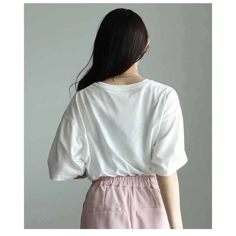 レディース トップス カットソー Tシャツ 接触冷感 UVカット マーブル プリント 半袖 オフホワイト 大人可愛い 大人 可愛い 30代 40代 50代 60代 サワアラモードの画像