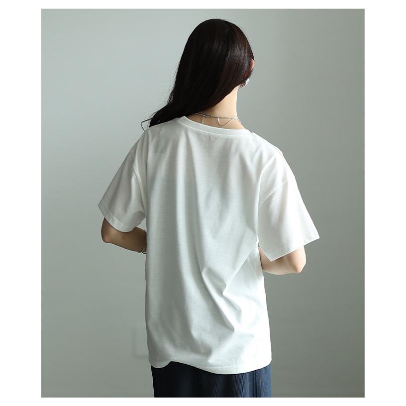 レディース トップス カットソー Tシャツ レース ロゴ 刺繍 接触冷感 UVカット 半袖 黒 白 大人可愛い 大人 可愛い 30代 40代 50代 60代 サワアラモードの画像