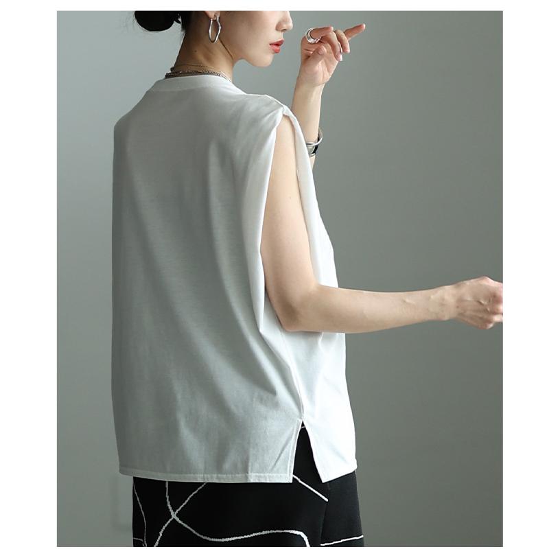 レディース トップス カットソー Tシャツ タック フレンチスリーブ 接触冷感 UVカット 黒 白 大人可愛い 大人 可愛い 30代 40代 50代 60代 サワアラモードの画像